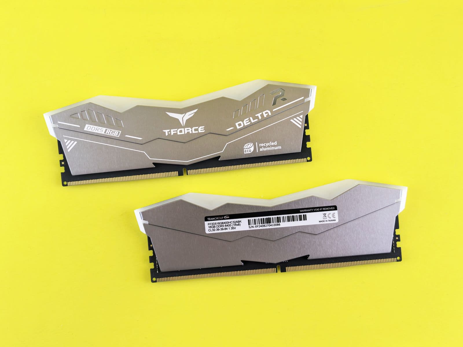 Pair of DDR5 RGB memory sticks, the kind installed in matching motherboard slots for dual-channel