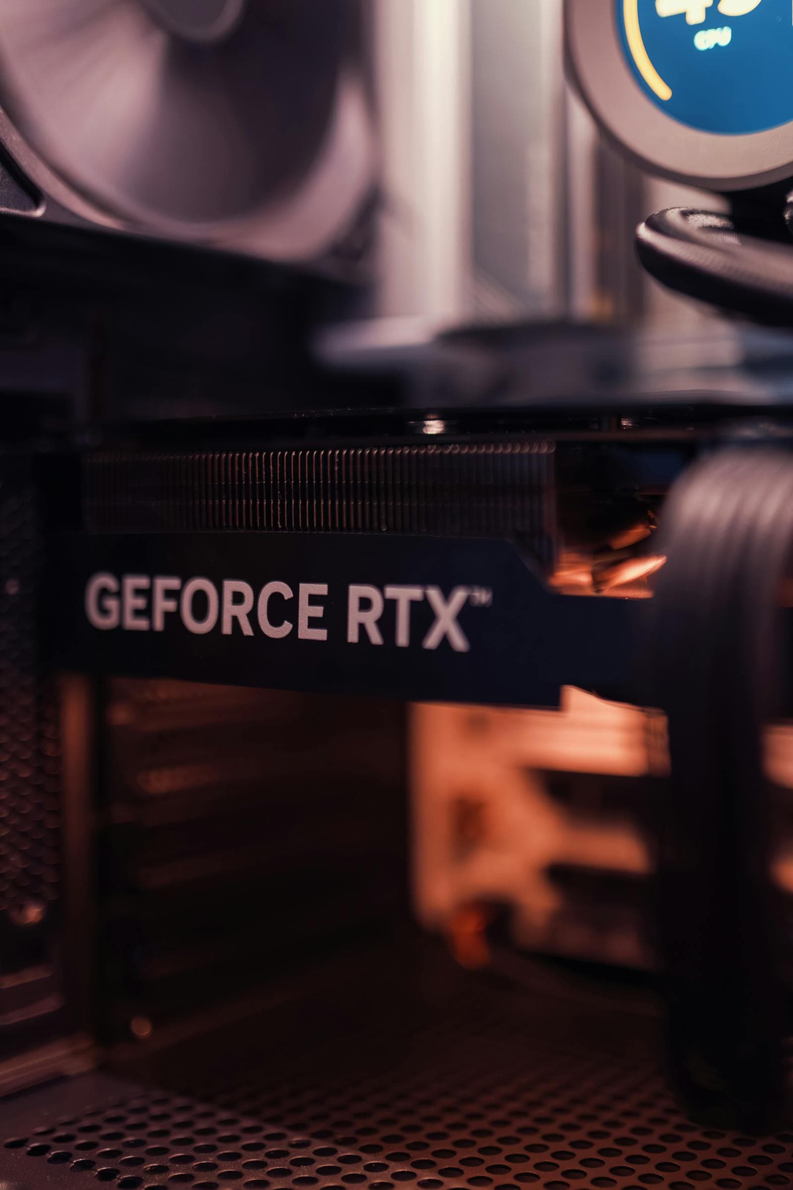 RTX-class graphics card installed inside a desktop PC, the kind of GPU tier a 1440p or 4K target calls for