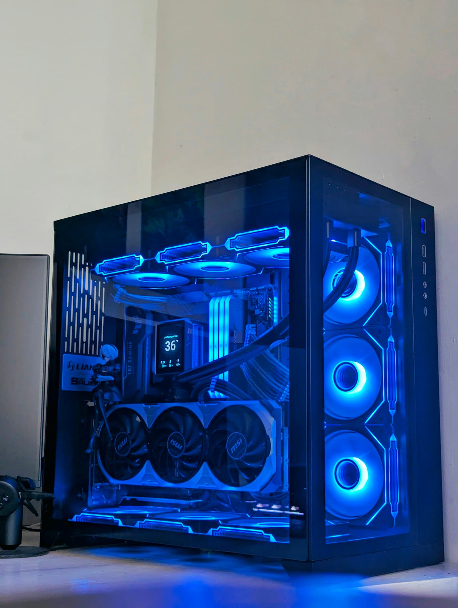 A fully assembled gaming PC inside a tower case — every component in the tower needs a share of your build budget