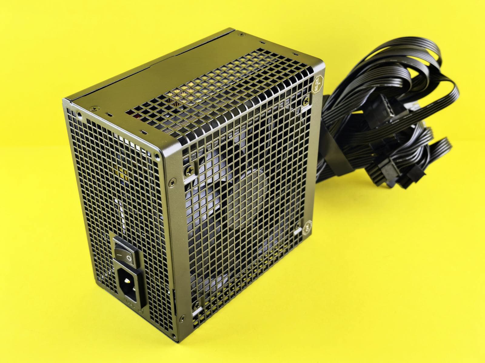 Gaming PSU with cables on a bright background